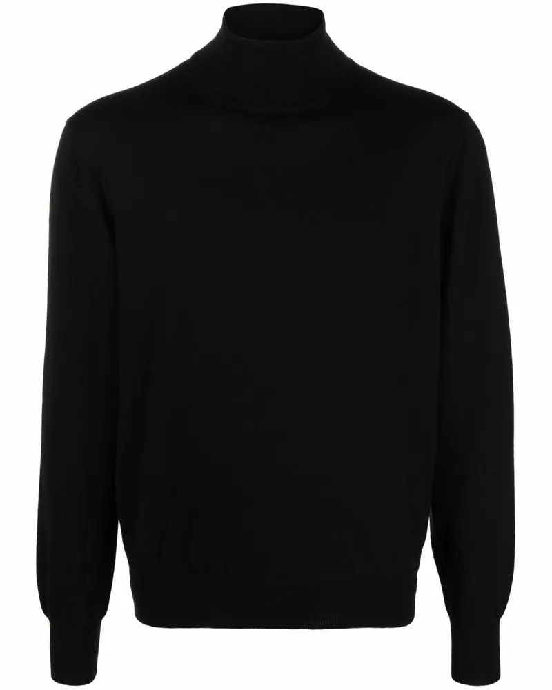 D4.0 Gestrickter Rollkragenpullover - Schwarz Schwarz