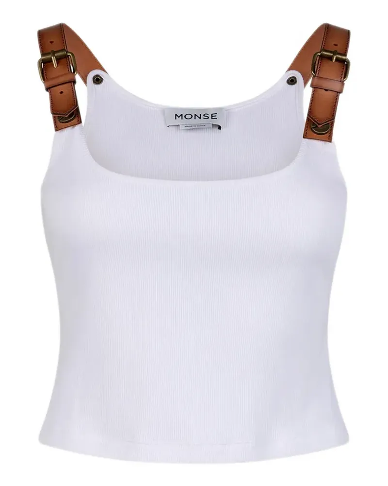 Monse Geripptes Tanktop mit Lederriemen - Weiß Weiß
