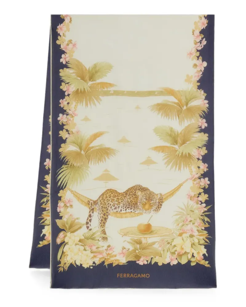 Ferragamo Seidenschal mit Jungle-Print - Nude Nude