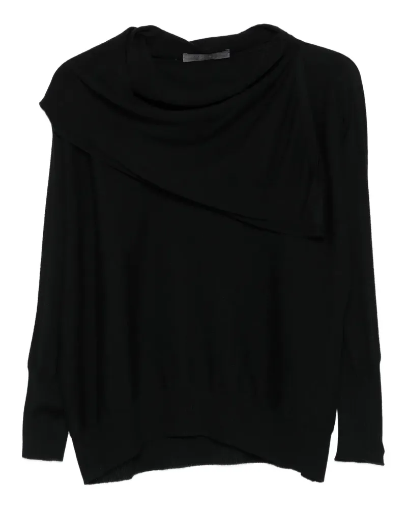 D.EXTERIOR Drapierter Pullover mit Wasserfallkragen - Schwarz Schwarz