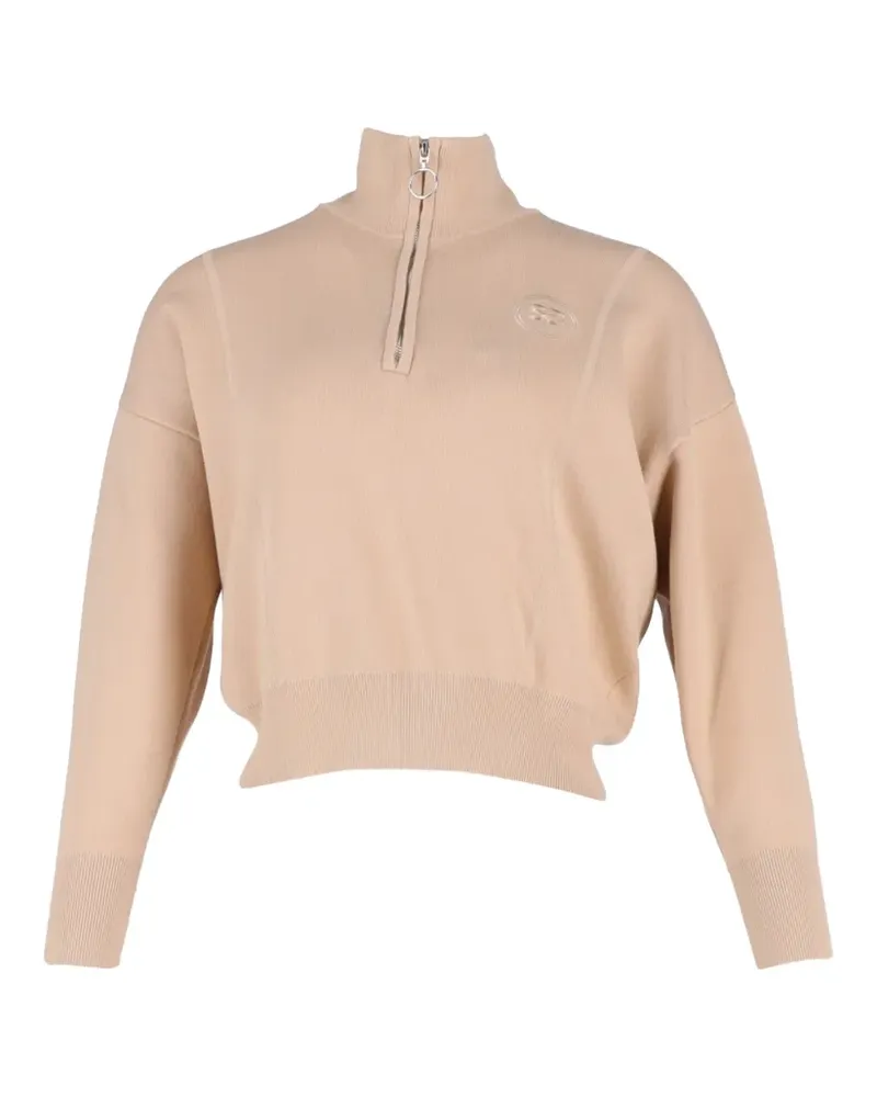 Sandro embroidered half-zip sweater - Nude Nude