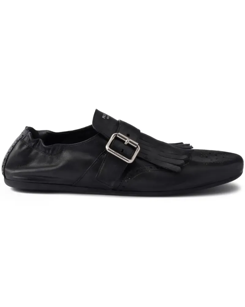 Prada Fransen-Loafer mit Schnallenriemen - Schwarz Schwarz