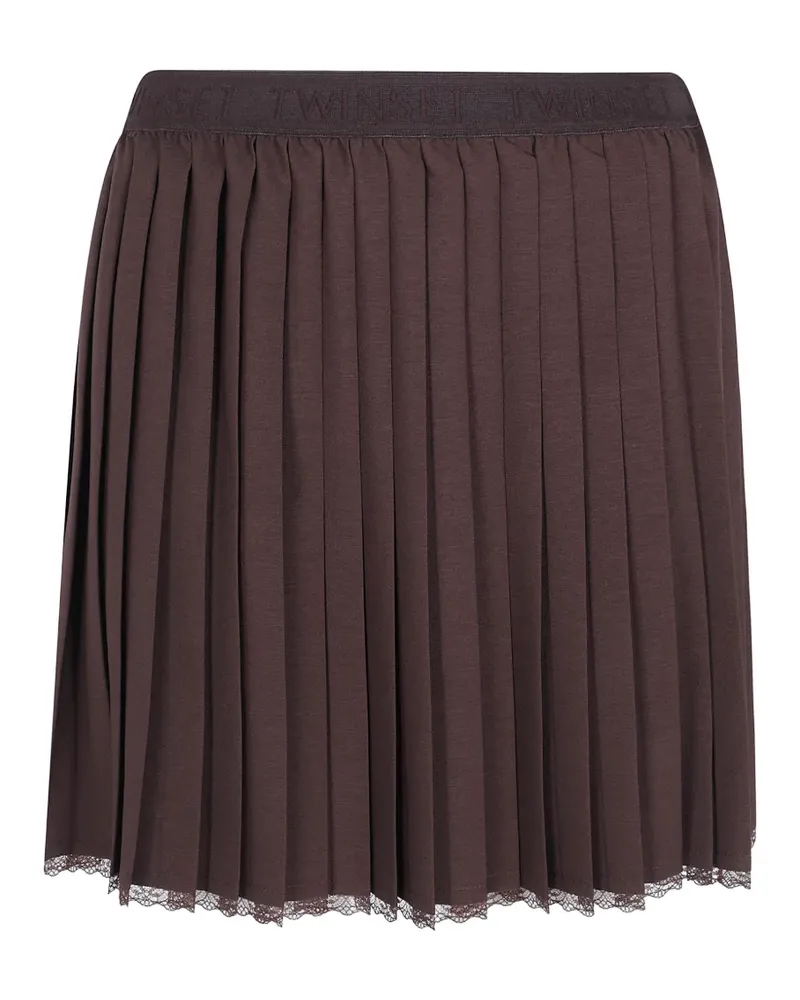 Twin-Set pleated crêpe de chine short skirt - Braun Braun