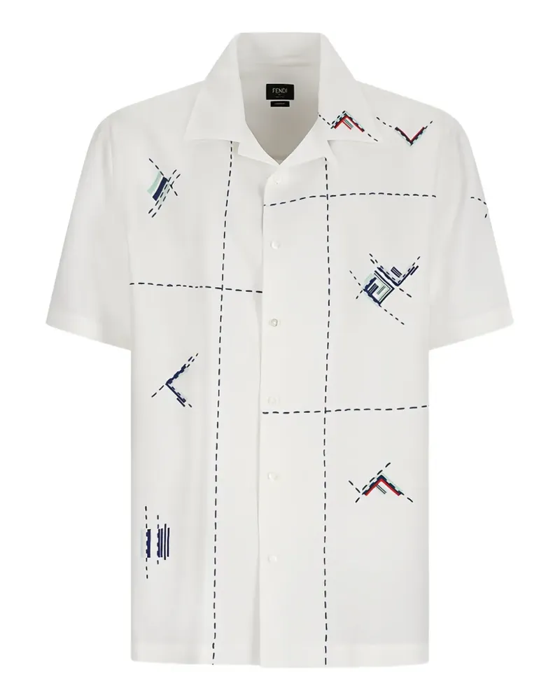 Fendi embroidered linen shirt - Weiß Weiß