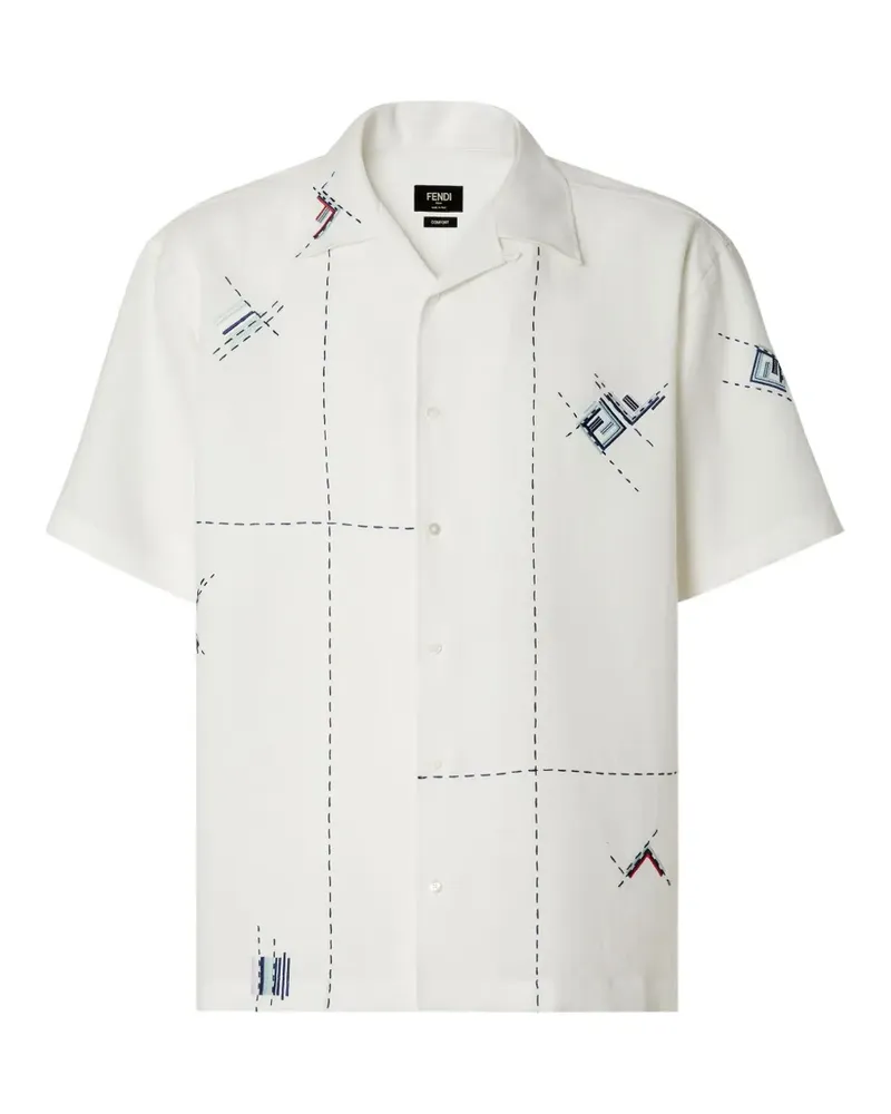 Fendi Leinenhemd mit Stickerei - Weiß Weiß