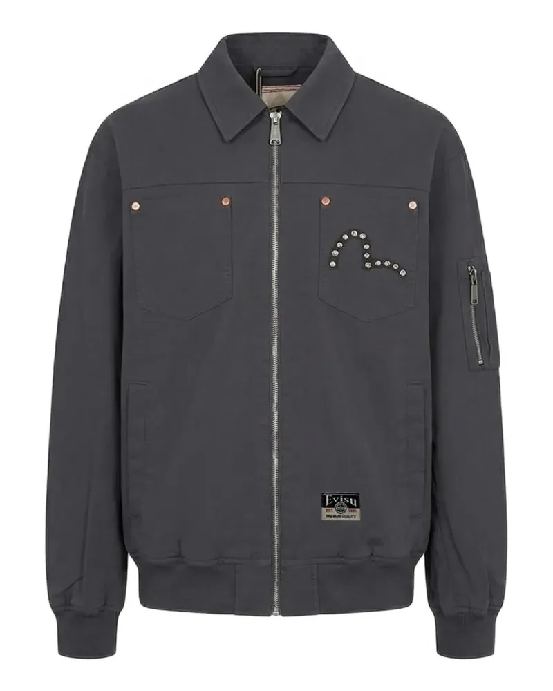 Evisu Metal Studs graphic-print bomber jacket - Grau Grau