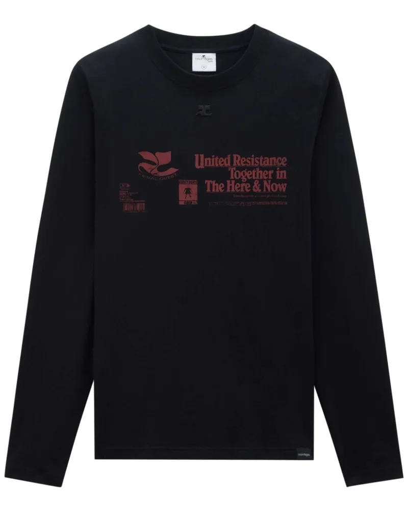 Courrèges Sweatshirt mit Logo-Applikation - Schwarz Schwarz