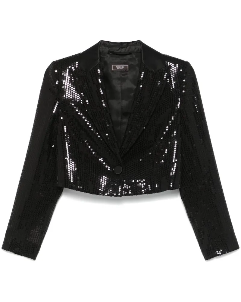 Peserico Cropped-Blazer mit Pailletten - Schwarz Schwarz