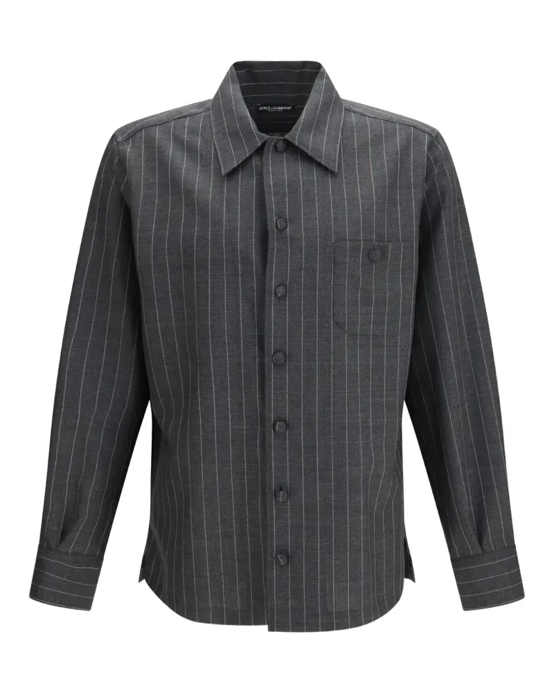 Dolce & Gabbana Gestreiftes Hemd mit Taschendetail - Grau Grau