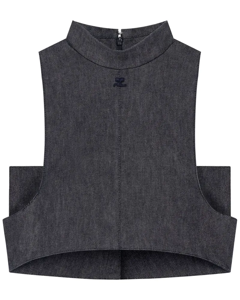 Courrèges Jeansoberteil mit Stehkragen - Grau Grau