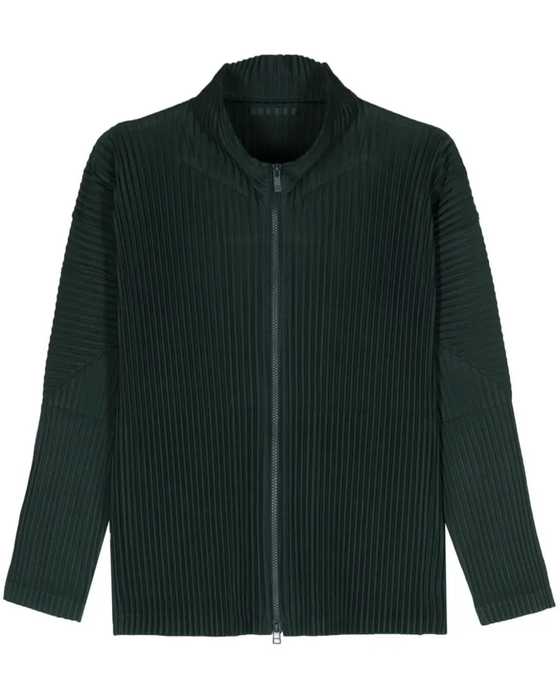 Issey Miyake Color Pleats Jacke mit Reißverschluss Grün