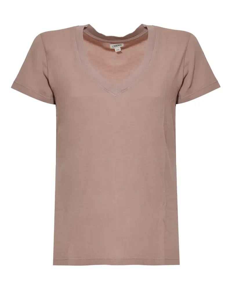 L'Agence T-Shirt mit U-Ausschnitt - Rosa Rosa