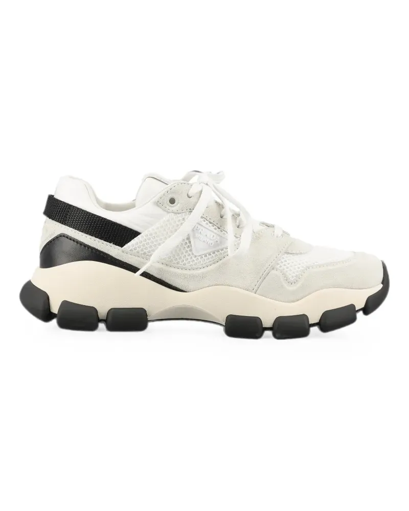 Prada logo-patch panelled sneakers - Nude Nude