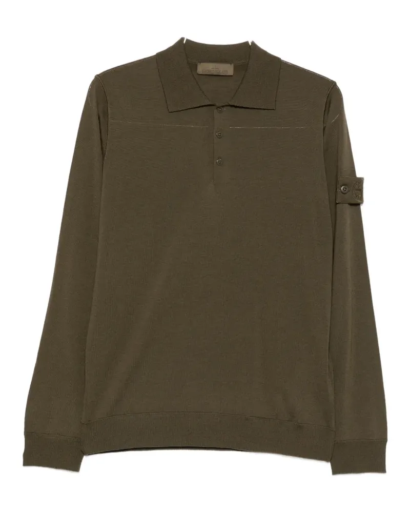 Stone Island logo-patch long-sleeve polo shirt - Grün Grün