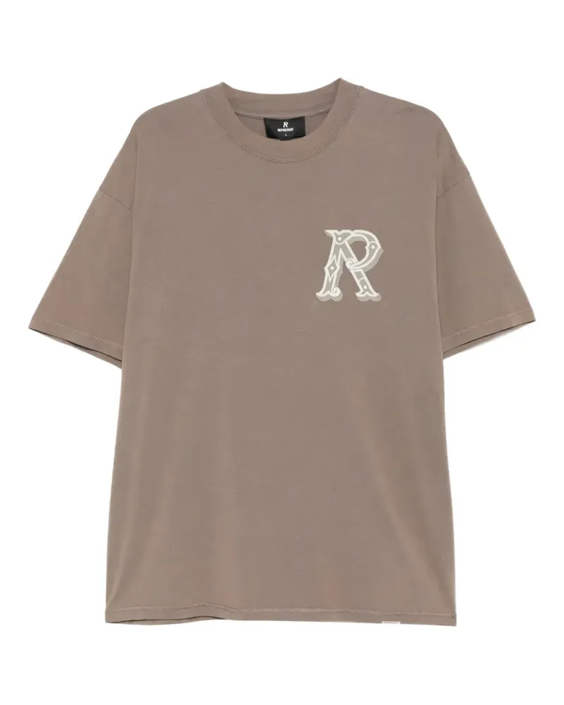 REPRESENT Besticktes Western Initial T-Shirt - Braun Braun