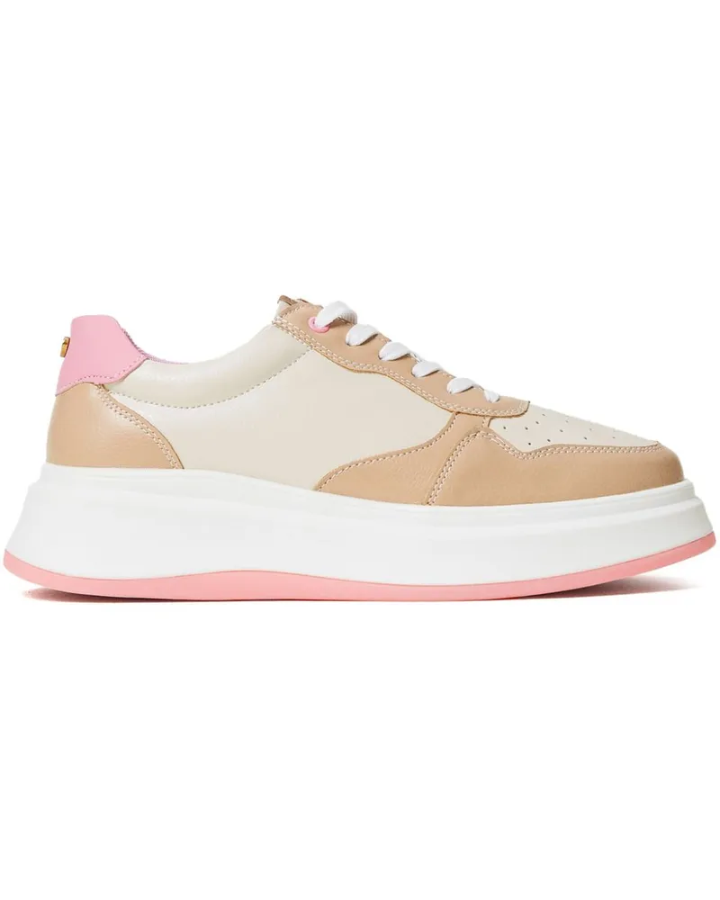 Twin-Set Sneakers aus Faux-Leder in Colour-Block-Optik - Nude Nude