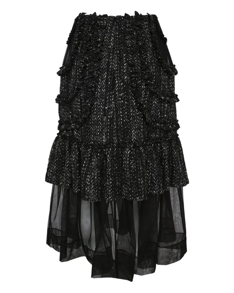Simone Rocha multi-frill patchwork midi skirt - Schwarz Schwarz