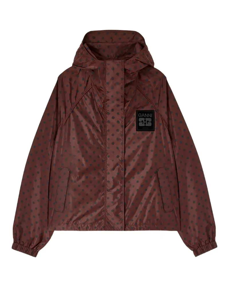 Ganni Kapuzenjacke mit Polka Dots - Braun Braun