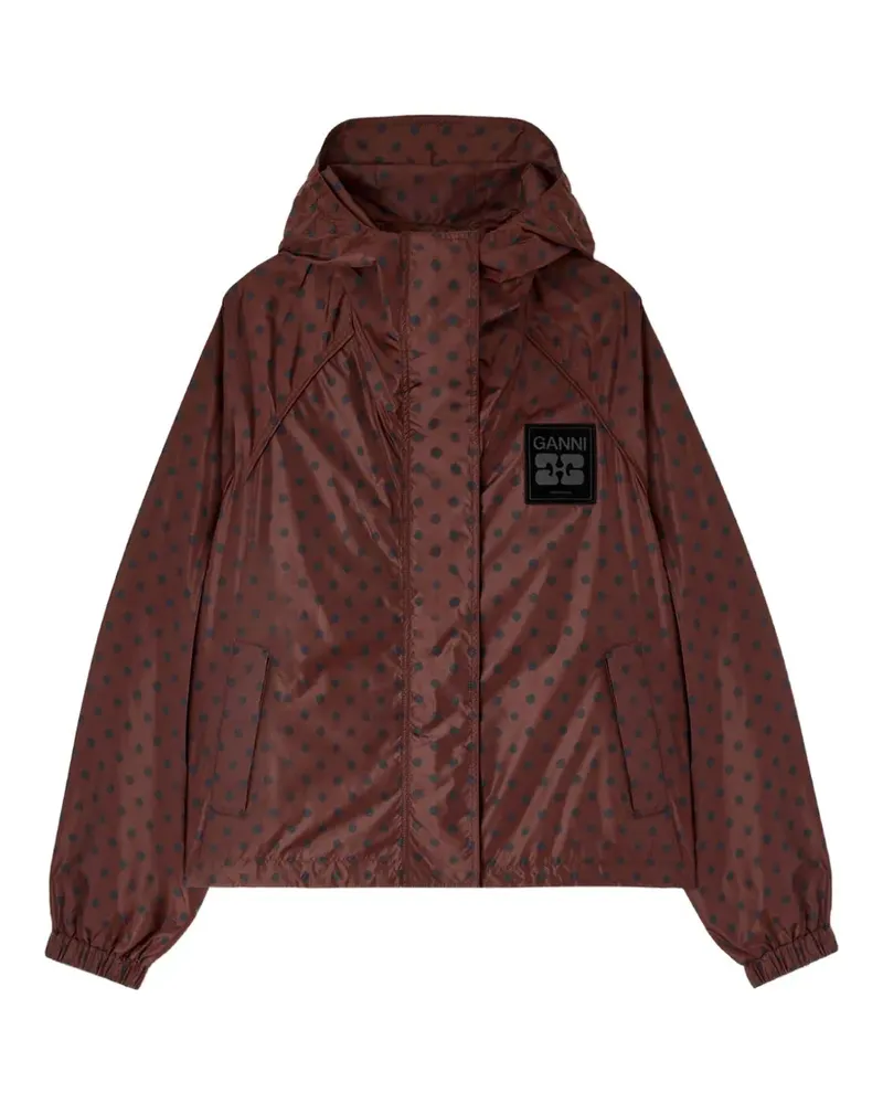 Ganni Kapuzenjacke mit Polka Dots - Braun Braun