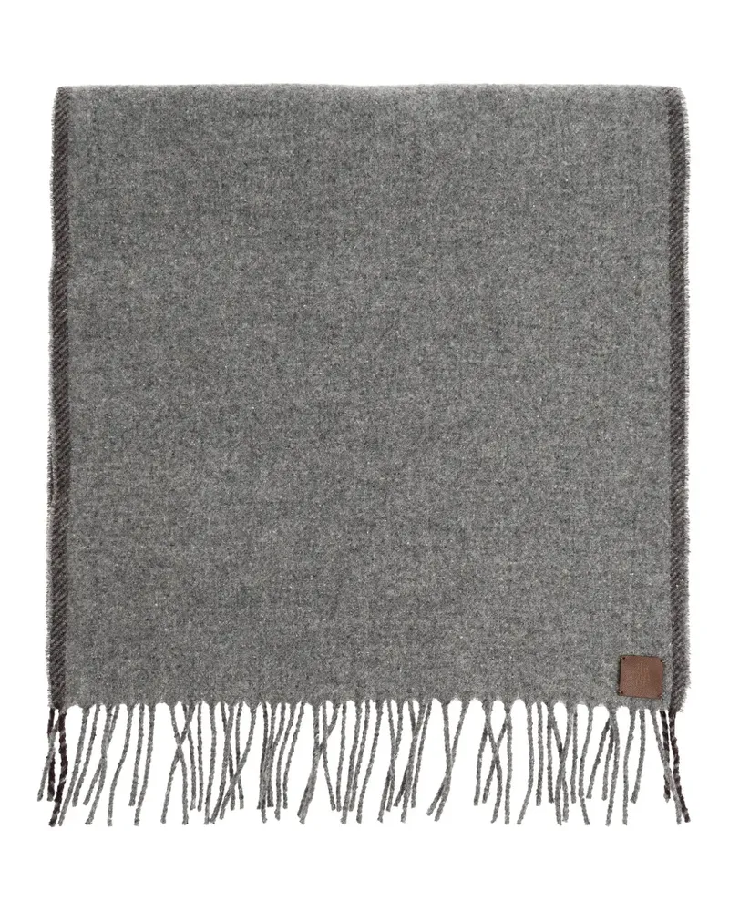 Eleventy fringed logo-patch scarf - Grau Grau