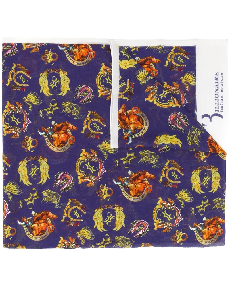 Billionaire Schal mit Cowboy-Print - Blau Blau
