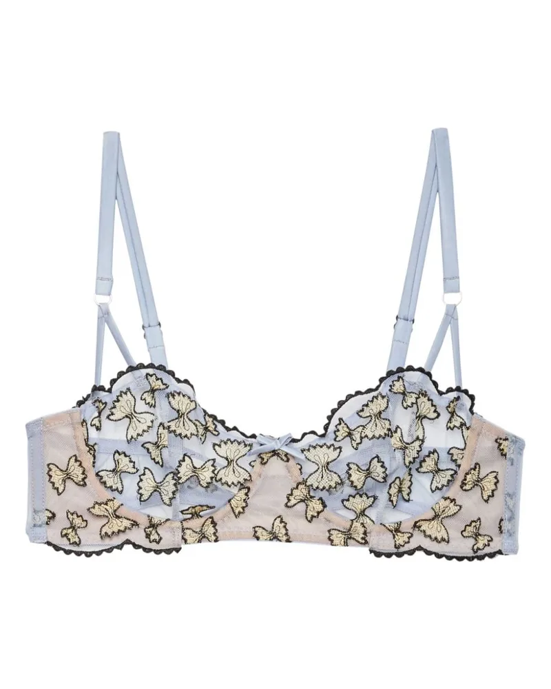 Fleur Du Mal Bestickter Farfalle Balconette-BH - Blau Blau