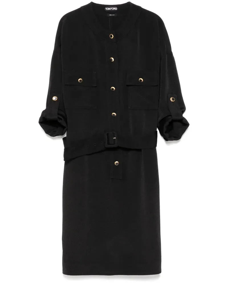 Tom Ford Texturiertes Mini-Hemdkleid - Schwarz Schwarz