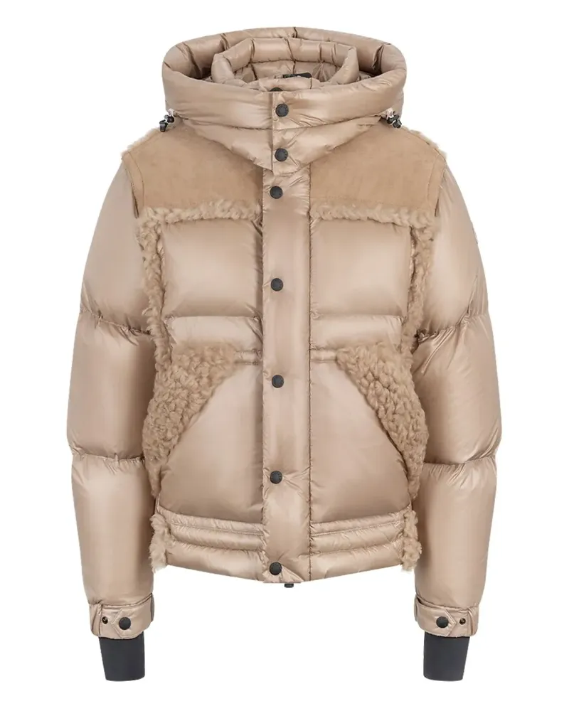 Moncler Steppjacke mit Shearling-Besatz - Braun Braun