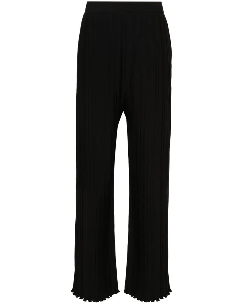 Lanvin Weite Hose mit Falten Schwarz