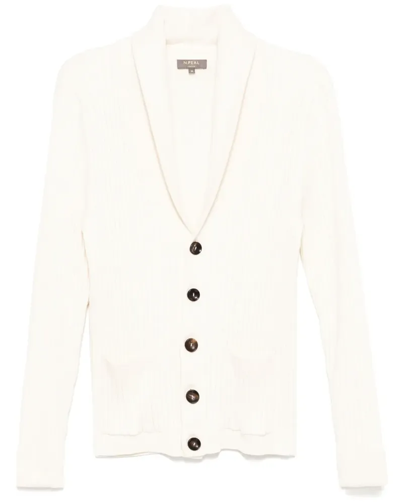 N.Peal Cardigan mit Schalkragen - Weiß Weiß