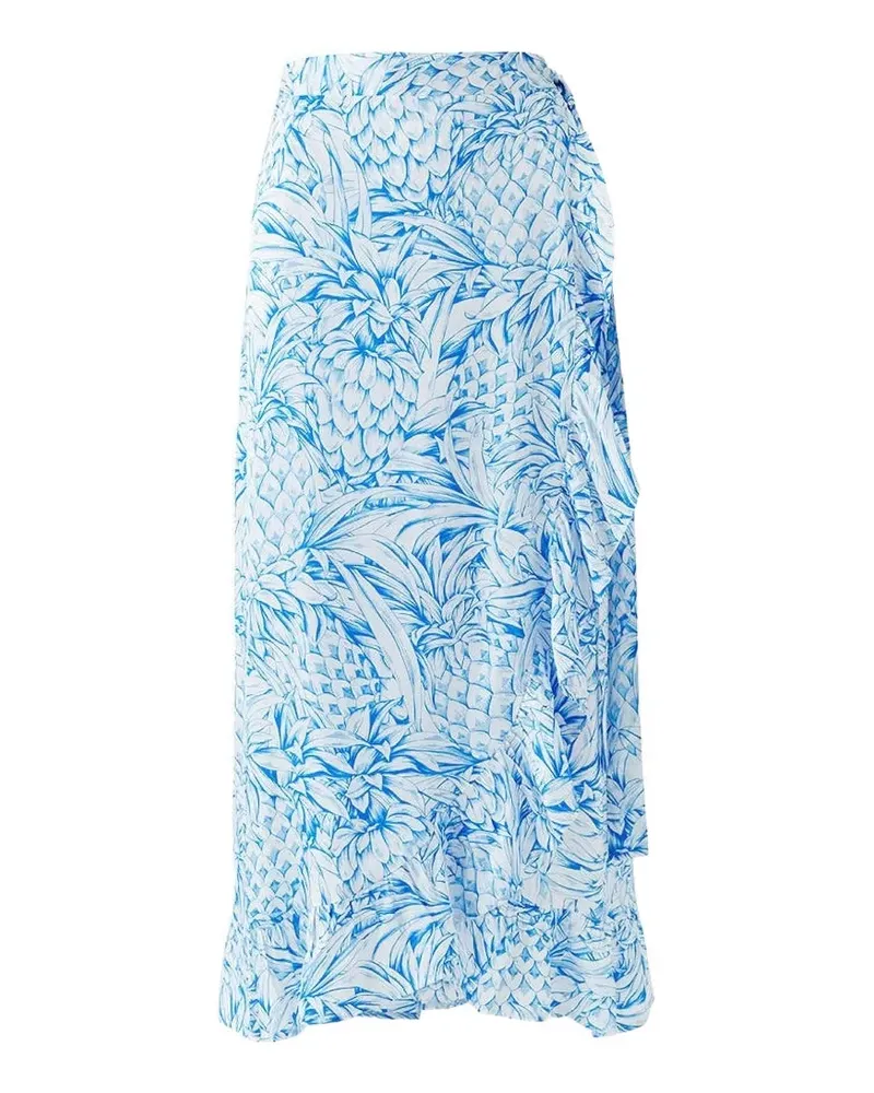Melissa Odabash midi pineapple-print ruffled skirt - Weiß Weiß