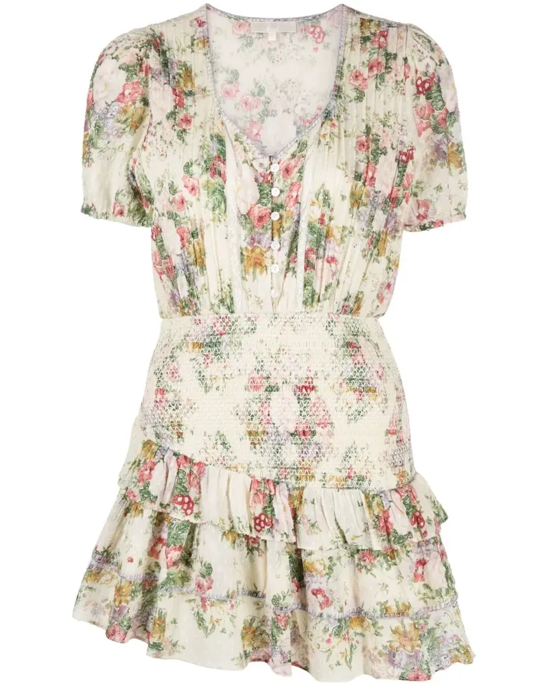 LoveShackFancy Kleid mit Blumen-Print - Nude Nude