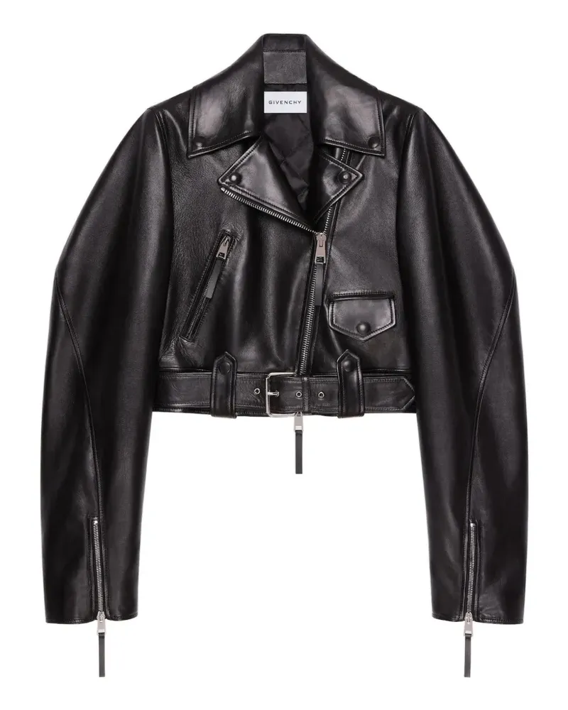 Givenchy Cropped Cocoon Bikerjacke aus Leder - Schwarz Schwarz