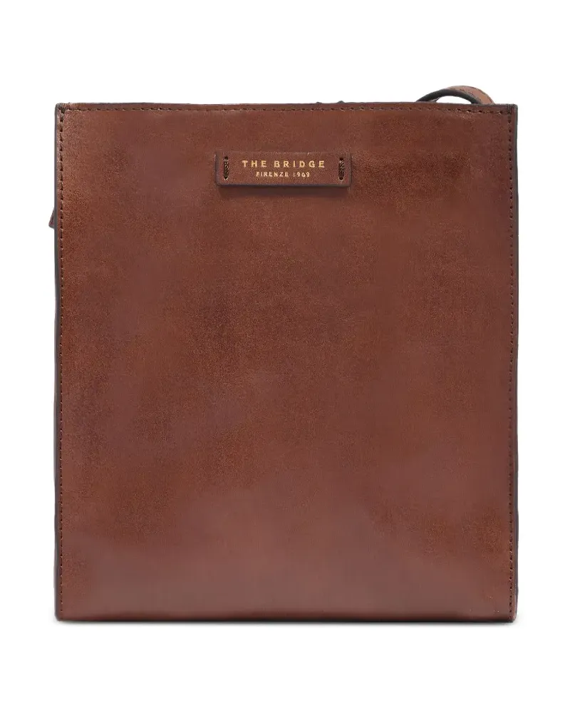 The Bridge small logo-plaque leather shoulder bag - Braun Braun