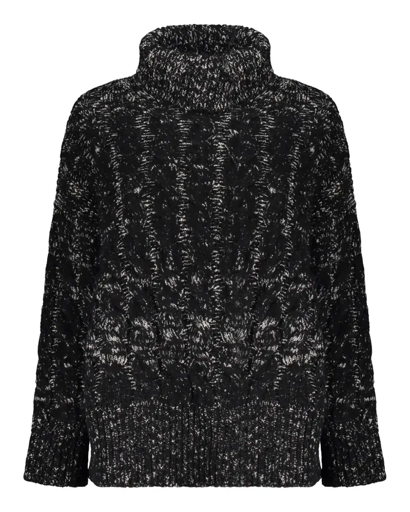 Herno Rollkragenpullover mit Zopfmuster - Schwarz Schwarz