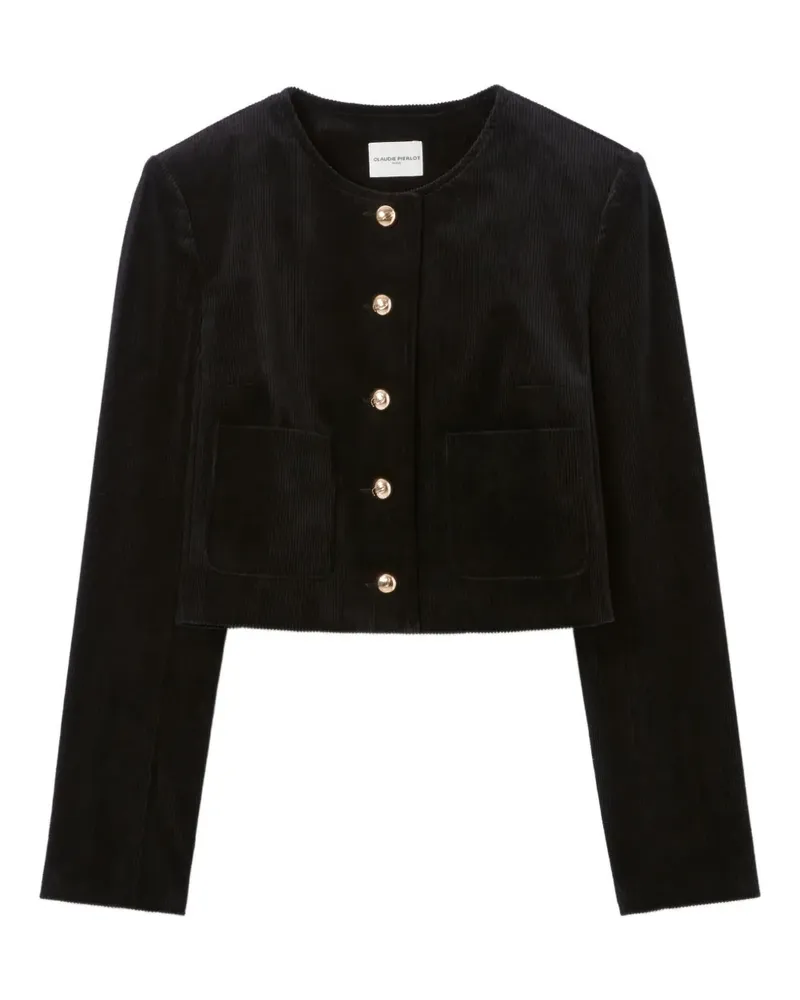 Claudie Pierlot Cropped-Cordjacke - Schwarz Schwarz
