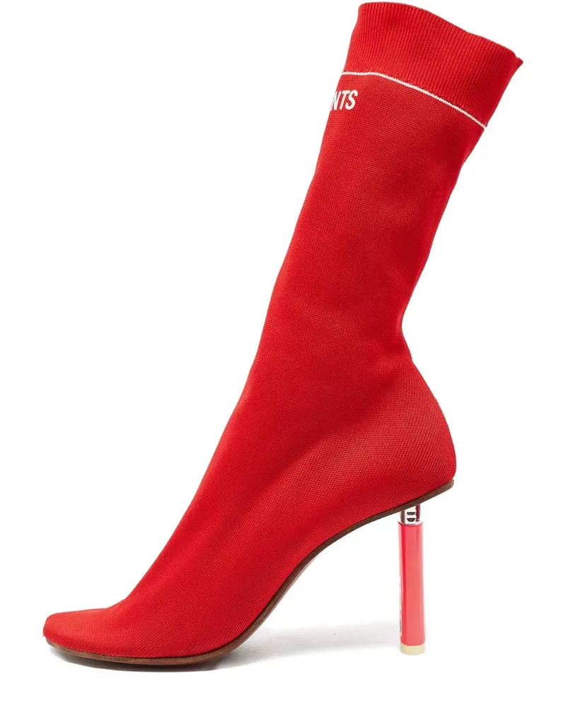 VETEMENTS Gestrickte Stiefel mit Lippenstift 90mm - Rot Rot