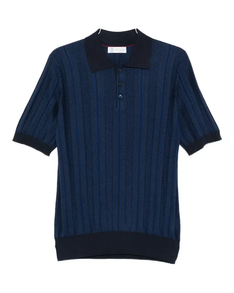Brunello Cucinelli patterned short-sleeve polo shirt - Blau Blau