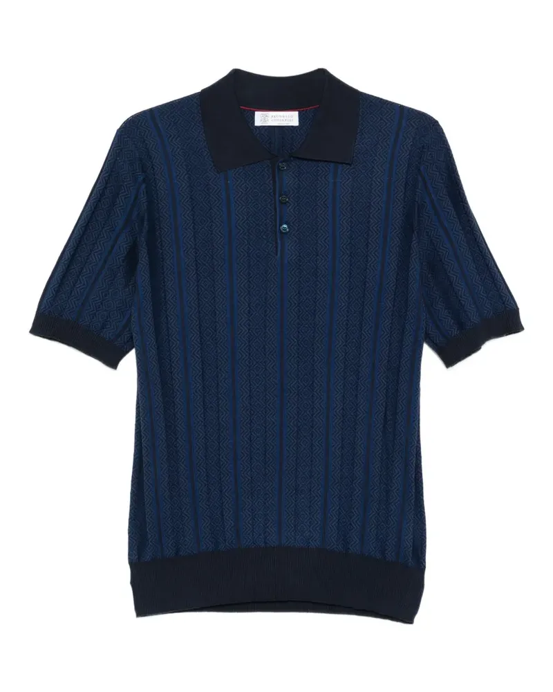 Brunello Cucinelli patterned short-sleeve polo shirt - Blau Blau