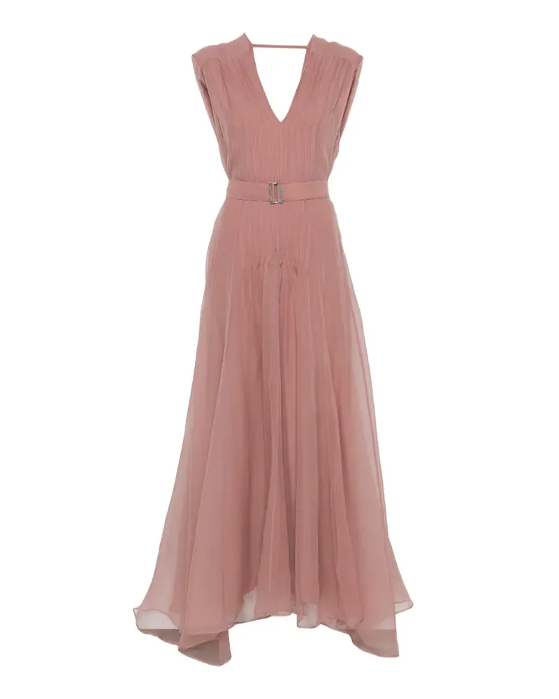 Brunello Cucinelli V-neck belted dress - Rosa Rosa