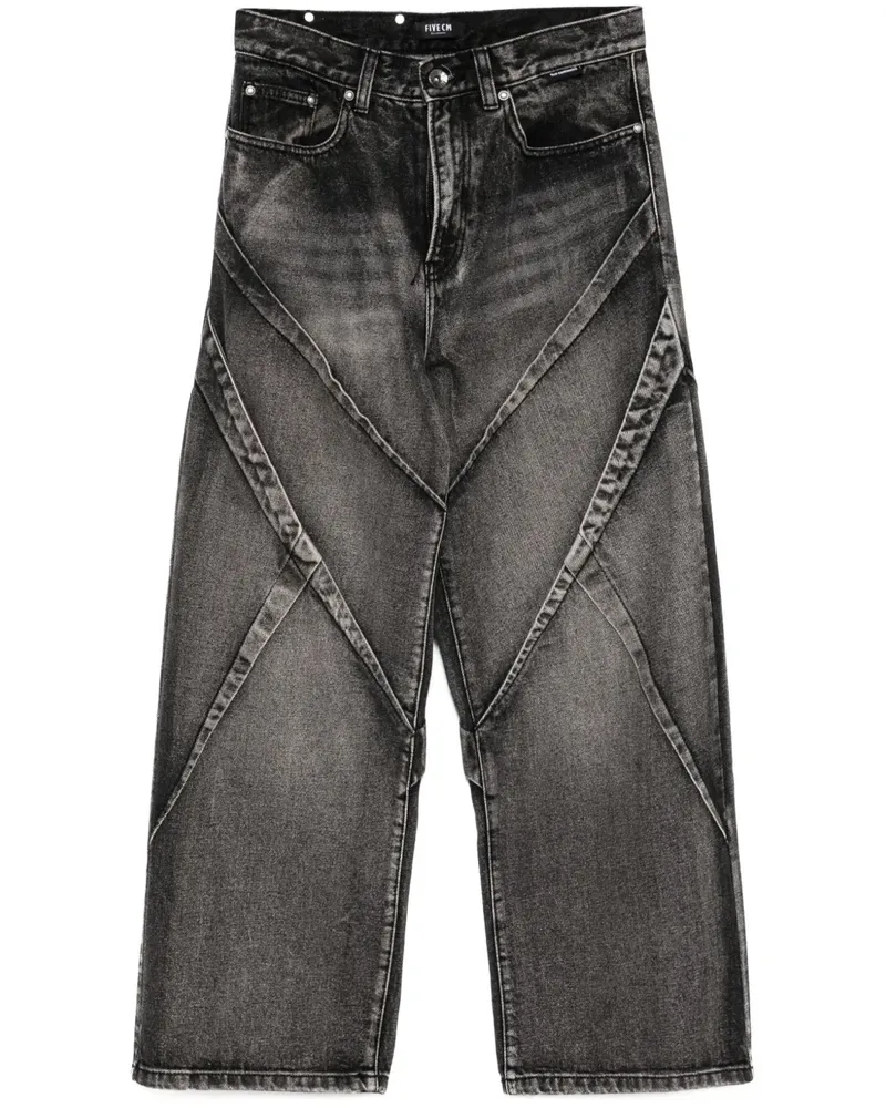 FIVE CM Tapered-Jeans mit Kontrasteinsätzen - Schwarz Schwarz