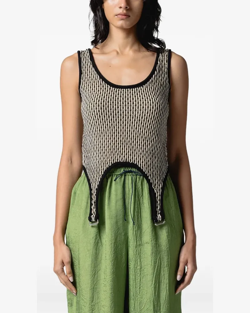 Muller of Yoshiokubo Ripple strap-detail tank top - Schwarz Schwarz