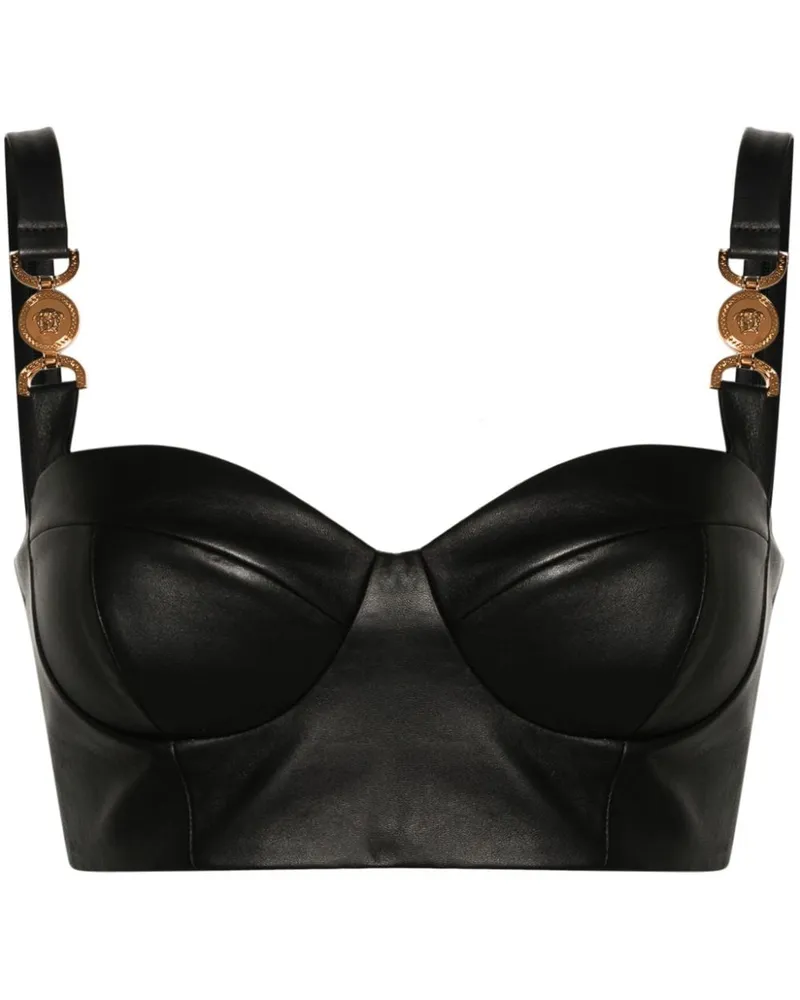Versace Medusa 95 Bustier-Top aus Leder - Schwarz Schwarz