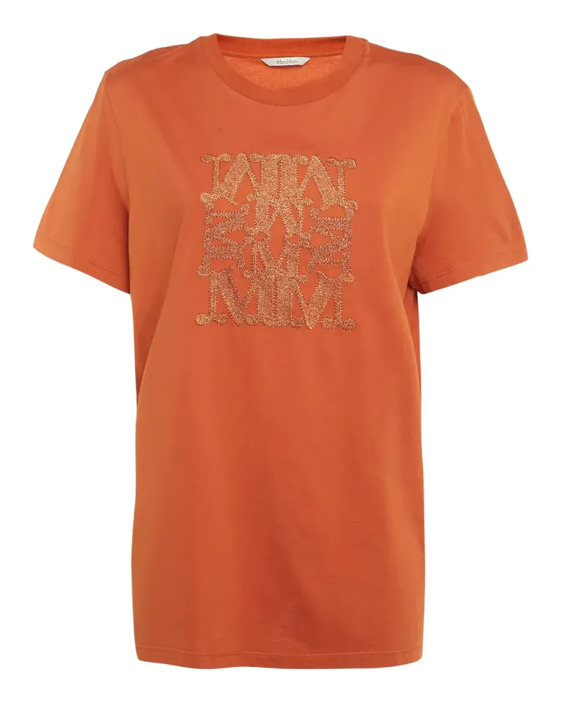 Max Mara logo-embroidered T-shirt - Orange Orange