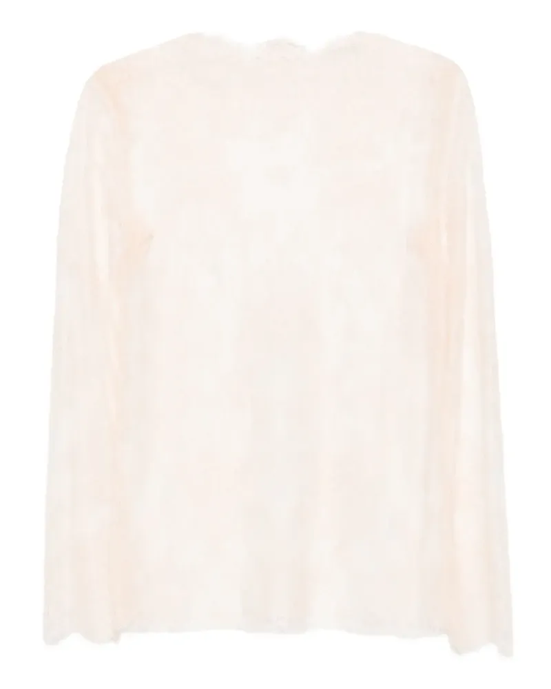 Alberta Ferretti Langarmshirt mit Spitzeneinsatz - Rosa Rosa
