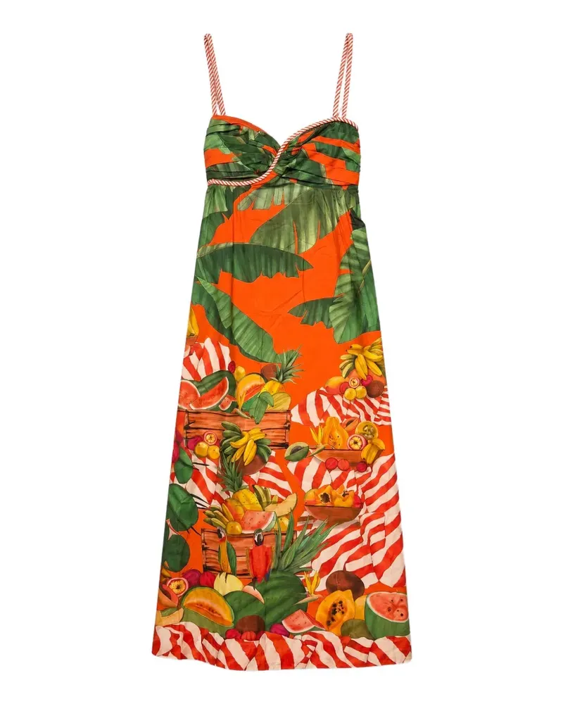 FARM Rio Maxikleid mit Früchte-Print - Orange Orange