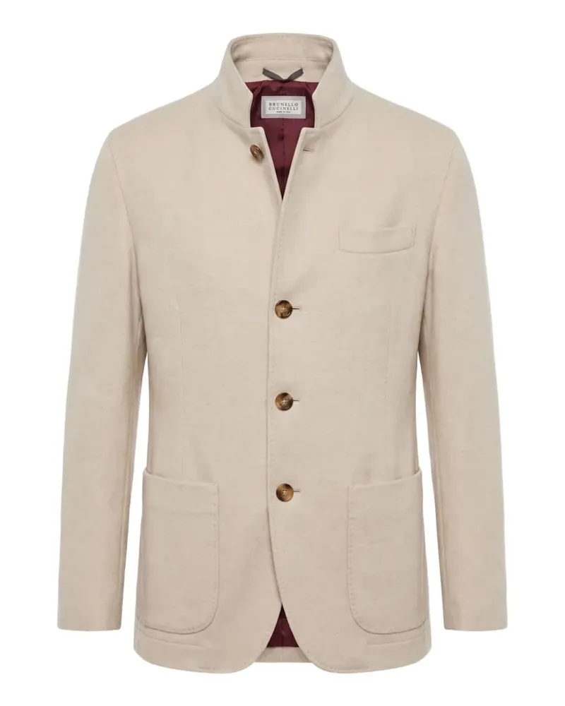 Brunello Cucinelli mandarin-collar jacket - Nude Nude