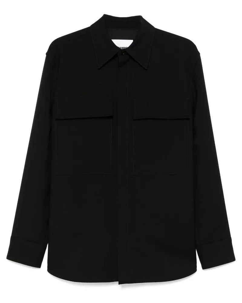 Jil Sander Hemdjacke aus Wolle - Schwarz Schwarz