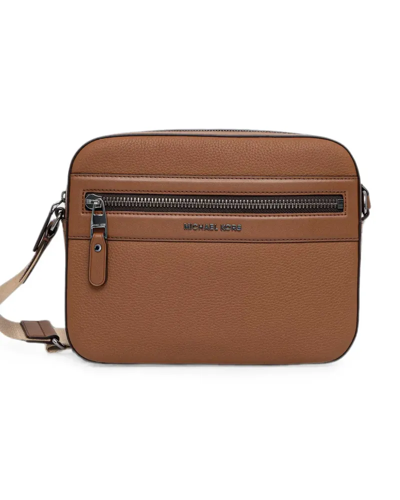 Michael Kors Jet Set logo-plaque pebbled-leather shoulder bag - Braun Braun
