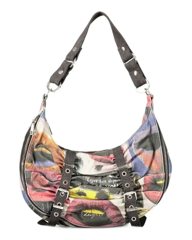 Desigual graphic-print buckled shoulder bag - Schwarz Schwarz
